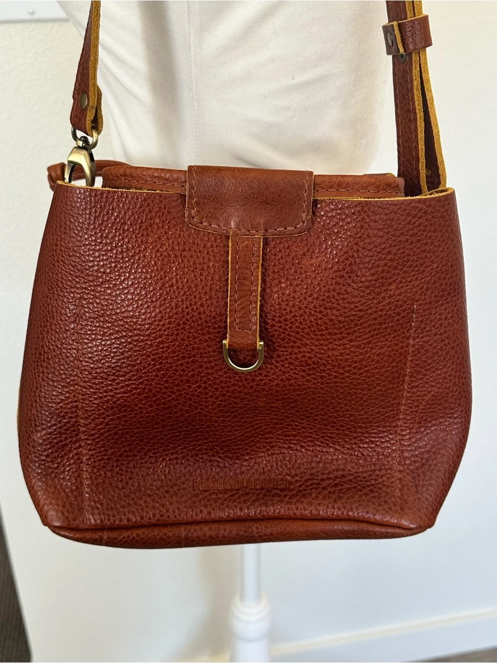 Portland Leather Goods Firefly Small Drawstring Bucket Bag Sienna Brown